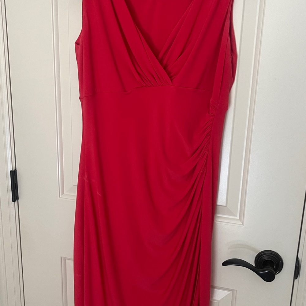 Lauren Ralph Lauren Fushia Ruched Wrap Midi Dress